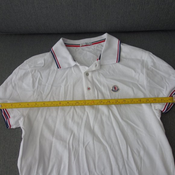Moncler White 100% Cotton Polo Size L - Picture 8 of 13